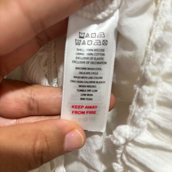 Cupcakes & Cashmere Womens White Drop Waist Coast Crochet Frill Sundress XS - Picture 9 of 10